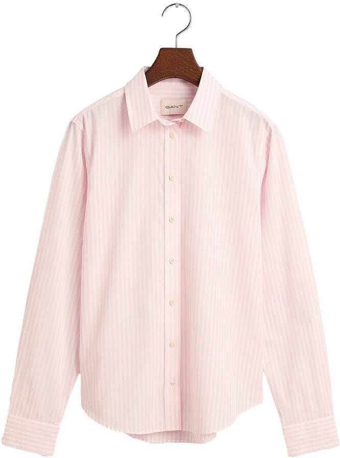 Gant Gestreept Regular Fit Poplin Overhemd Pink Dames