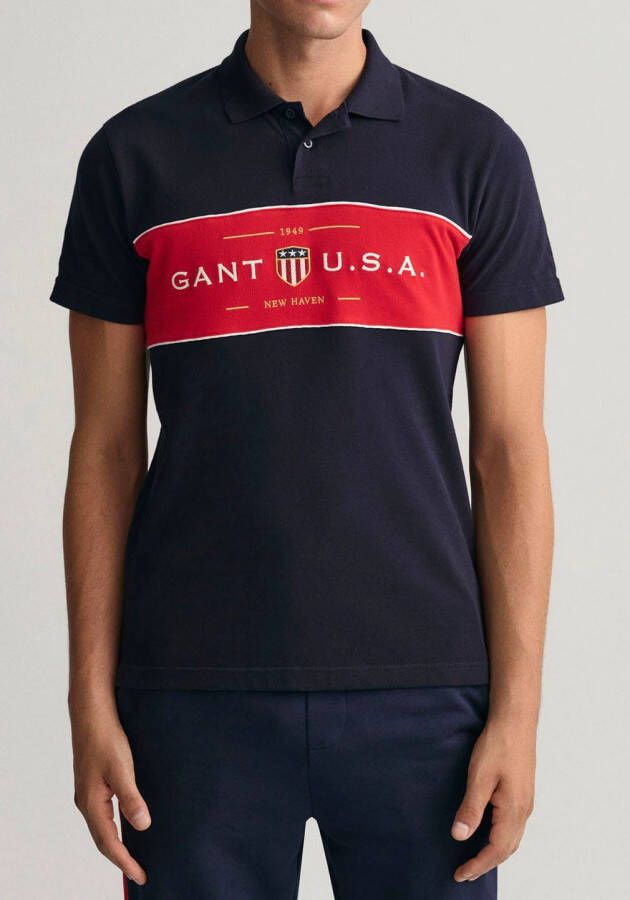 Gant Donkerblauw poloshirt met korte mouwen Blue Heren
