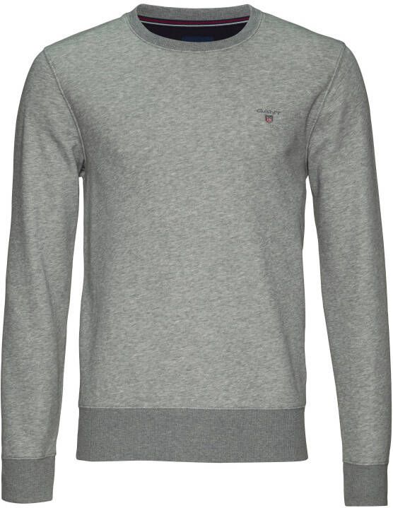 Gant Sweatshirt Original C-Neck Sweat met ribboord onderlangs en aan de mouwen
