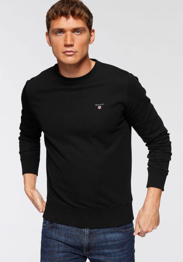 Gant Sweatshirt Original C-Neck Sweat met ribboord onderlangs en aan de mouwen