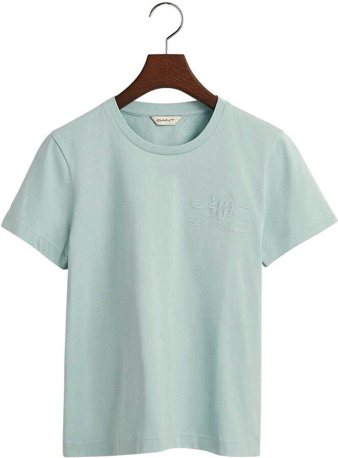 Gant T-shirt REG TONAL SHIELD KA T-SHIRT met dubbele naden aan de zoom