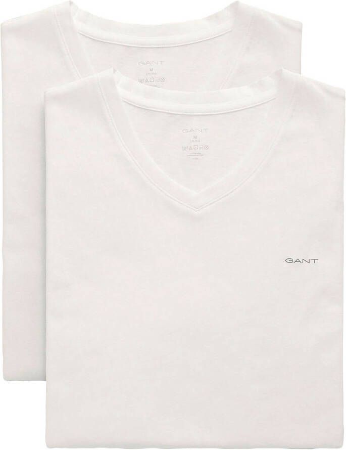 Gant Shirt voor eronder V-NECK T-SHIRT 2-PACK met merklabel op de borst (set 2 stuks 2 stuks)