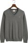 GANT fijngebreide trui met logo dark grey melange - Thumbnail 2