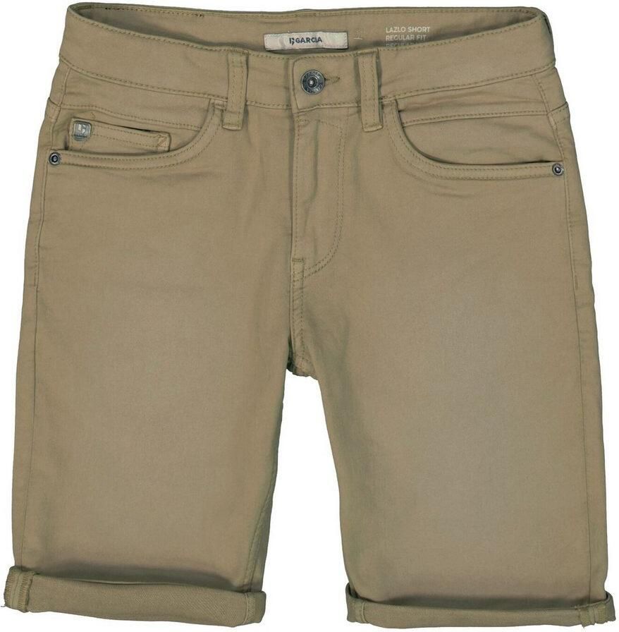 Garcia regular fit casual short Lazlo short kaki Korte broek Groen Jongens Stretchdenim 128