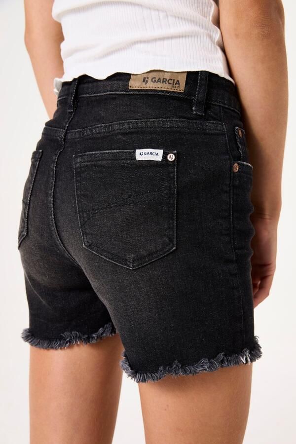 Garcia high waist slim fit denim short Rianna short dark used denim Korte broek Zwart Meisjes Stretchdenim 128 - Foto 8