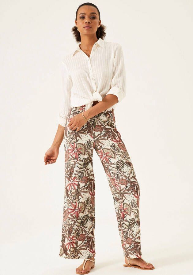 Garcia high waist loose fit broek van gerecycled polyester olijfgroen wit rood