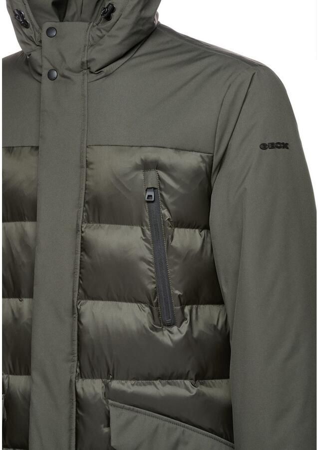 Geox Lang jack SAPIENZA in materiaalmix 4 zakken capuchon verborgen rits