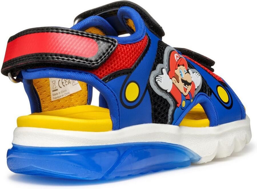 Geox Sandalen J SANDAL CIBERDRON B Knipperschoen klittenbandschoen in kleurrijk ontwerp met super mario-motief en knipperfunctie