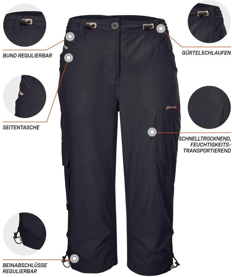 G.I.G.A. DX by killtec 3 4 broek GS 31 WMN PNTS Sneldrogende capribroek met verstelbare trekkoorden