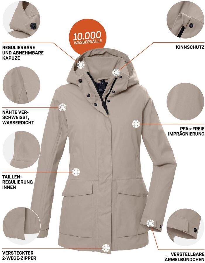 G.I.G.A. DX by killtec Functioneel jack GS 54 WMN JCKT Waterdicht ade d gerecyclede materialen afneembare capuchon