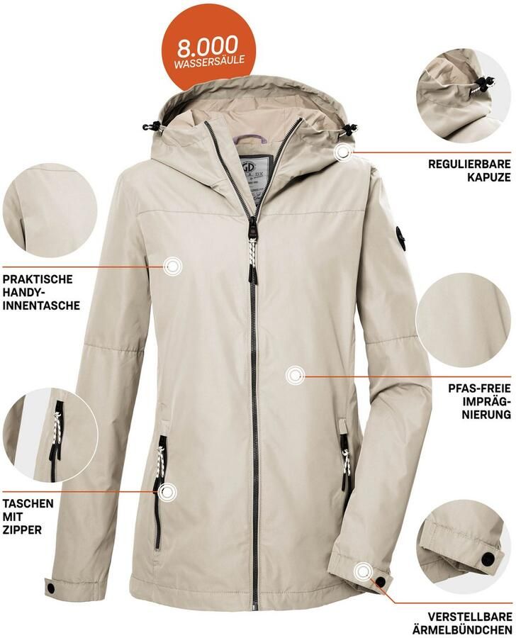 G.I.G.A. DX by killtec Functioneel jack GS 71 WMN JCKT Damesjack: waterdicht winddicht PFAS-vrij verstelbaar capuchon