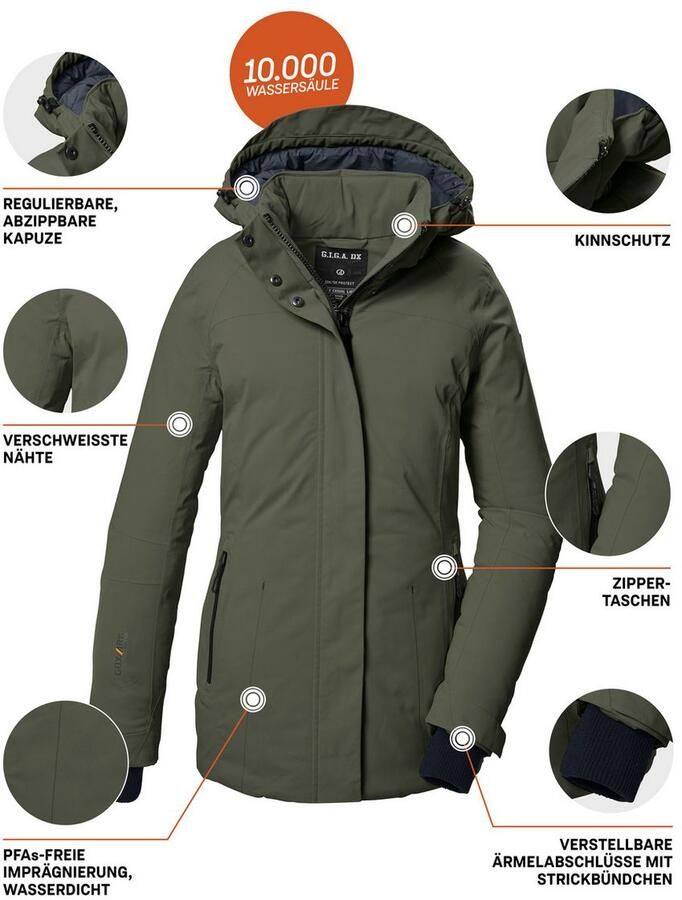 G.I.G.A. DX by killtec Functioneel jack GW 6 WMN JCKT Dames winterjack: waterdicht ademend afneembare capuchon