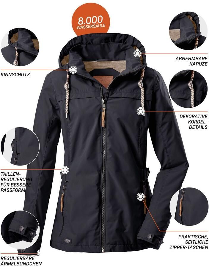 G.I.G.A. DX by killtec Functioneel jack Jamil WMN JCKT A Damesjas: afneembare capuchon 8.000 mm waterkolom