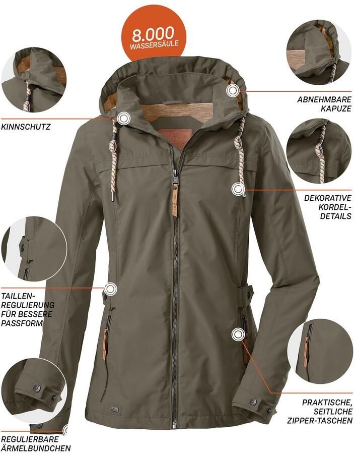 G.I.G.A. DX by killtec Functioneel jack Jamil WMN JCKT A Damesjas: afneembare capuchon 8.000 mm waterkolom