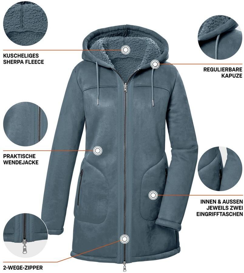 G.I.G.A. DX by killtec Functionele parka GW 63 WMN PRK Reversible parka met 2 zijden 2-weg rits en capuchon