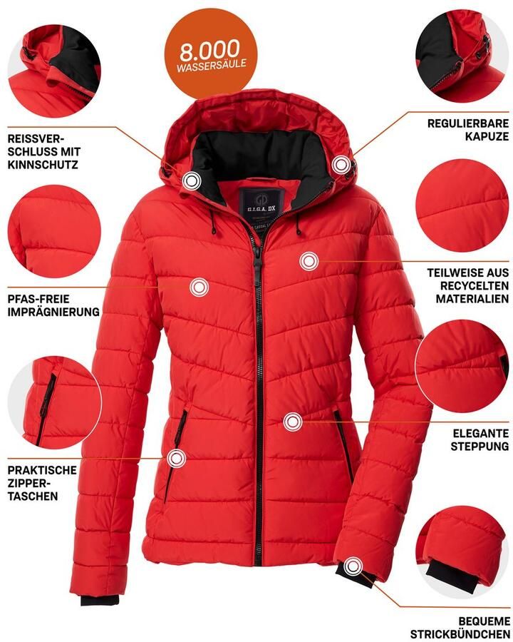 G.I.G.A. DX by killtec Gewatteerde jas GW 32 WMN QLTD JCKT Elegante damesjas waterafstotend ademend afneembare capuchon