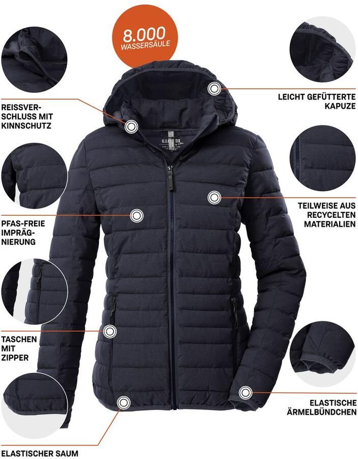 G.I.G.A. DX by killtec Gewatteerde jas GW 49 WMN QLTD JCKT Wind- en waterafstotende dames gewatteerde jas met 8.000 mm waterkolom