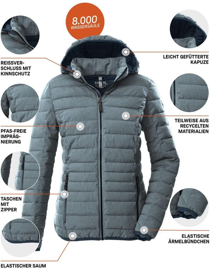 G.I.G.A. DX by killtec Gewatteerde jas GW 49 WMN QLTD JCKT Wind- en waterafstotende dames gewatteerde jas met 8.000 mm waterkolom