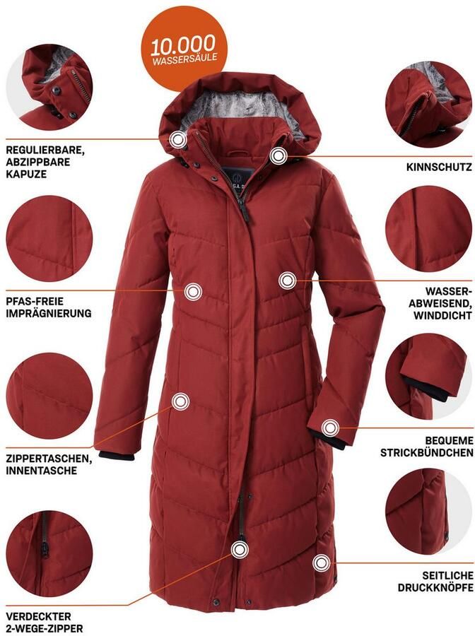 G.I.G.A. DX by killtec Gewatteerde jas GW 61 WMN QLTD CT Damesmantel waterafstotend winddicht capuchon verstelbaar PFAs-vrij