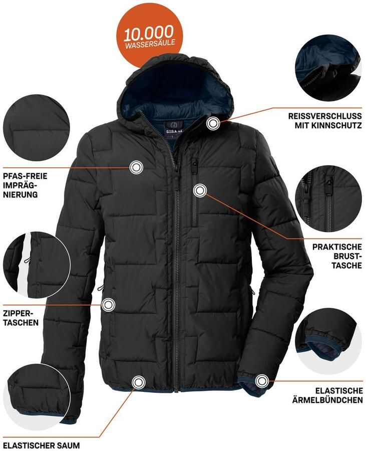 G.I.G.A. DX by killtec Gewatteerde jas GW 72 MN QLTD JCKT Waterafstotende heren gewatteerde jas met 10.000 mm waterkolom