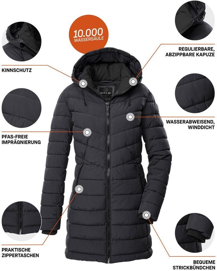 G.I.G.A. DX by killtec Gewatteerde jas GW 74 WMN QLTD PRK Waterafstotende winddichte gewatteerde parka met afneembare capuchon