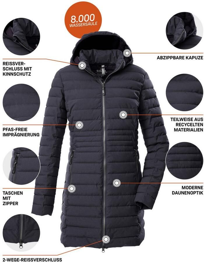 G.I.G.A. DX by killtec Gewatteerde jas GW 77 WMN QLTD PRK Dames Functionele parka: waterafstotend winddicht ademend