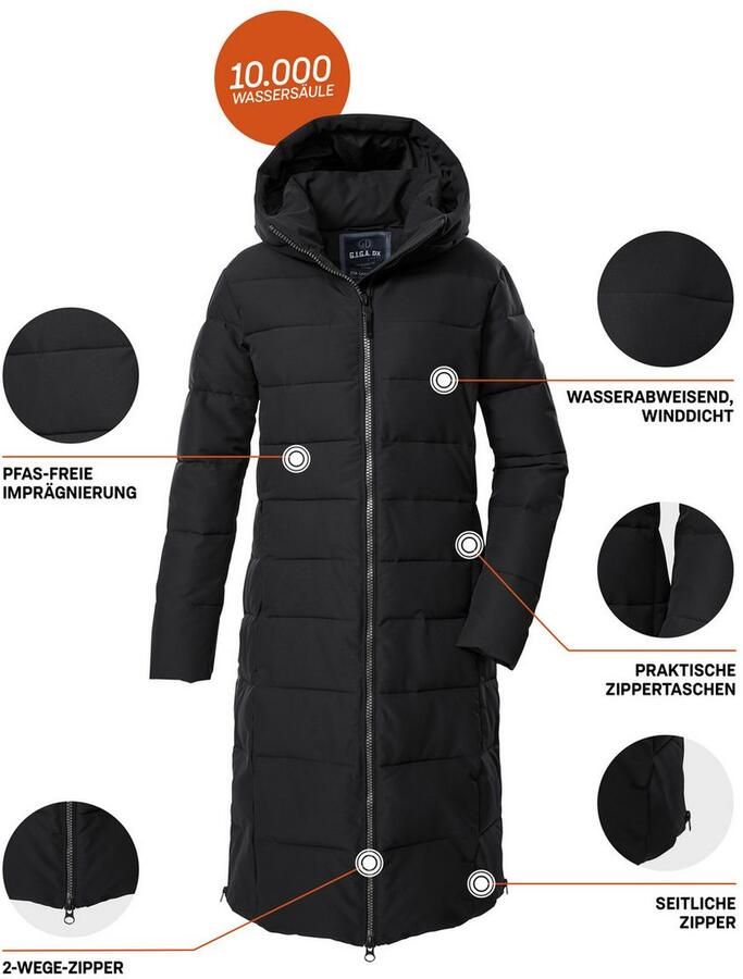 G.I.G.A. DX by killtec Gewatteerde jas GW 88 WMN QLTD CT Waterafstotende winddichte jas met donsoptiek en capuchon