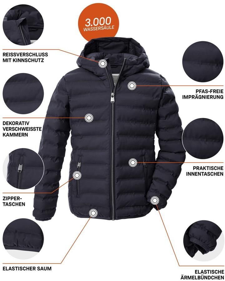 G.I.G.A. DX by killtec Gewatteerde jas Meisjes gewatteerde jas OOGW 2 Lichte. winddichte meisjes gewatteerde jas waterafstotend