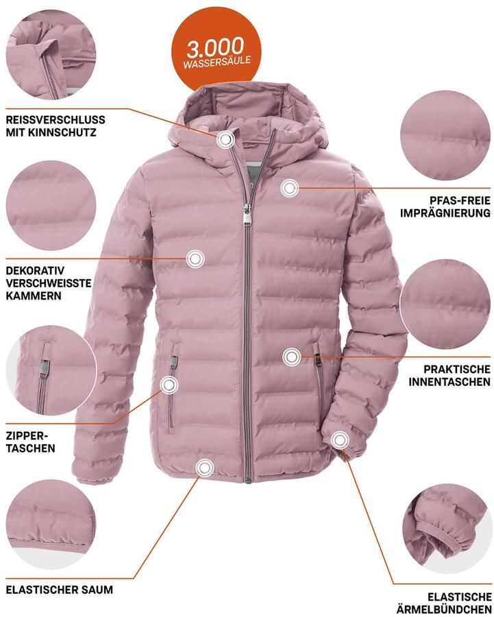 G.I.G.A. DX by killtec Gewatteerde jas Meisjes gewatteerde jas OOGW 2 Lichte. winddichte meisjes gewatteerde jas waterafstotend