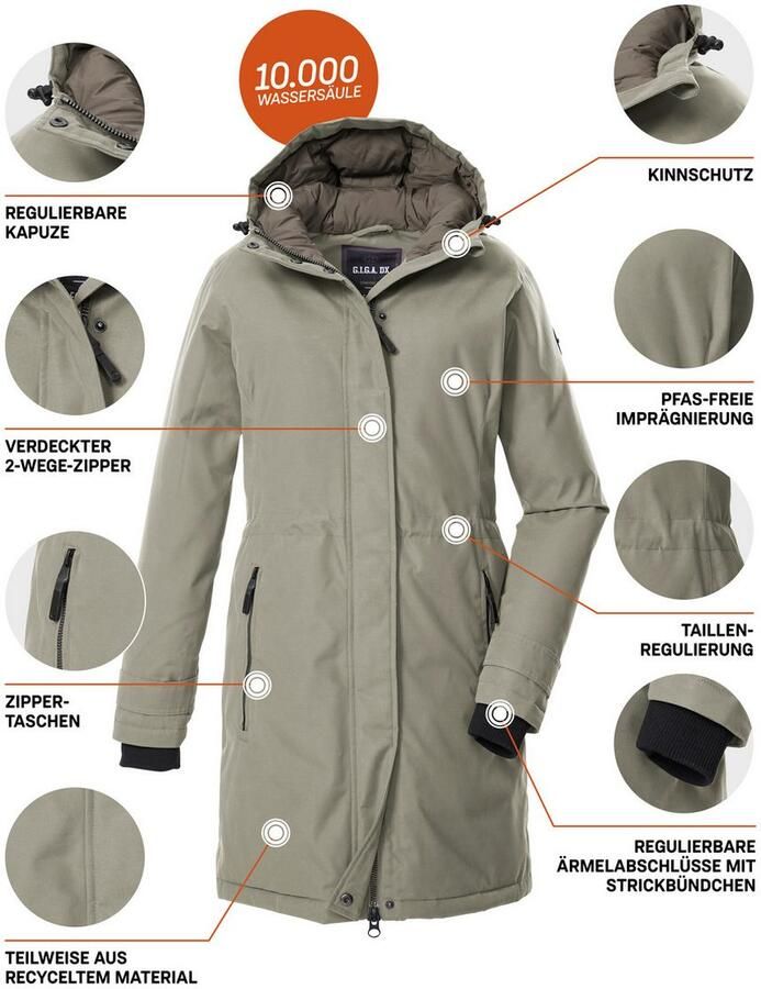 G.I.G.A. DX by killtec Parka GW 22 WMN PRK Functionele parka: waterdicht ade d 2-weg-ritssluiting