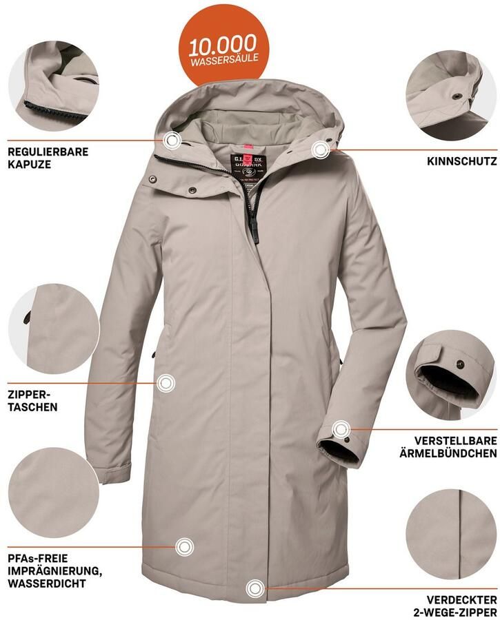 G.I.G.A. DX by killtec Parka GW 73 WMN PRK Waterdichte ademende damesparka PFAS-vrij geïmpregneerd