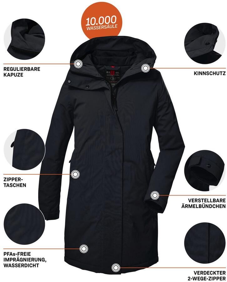 G.I.G.A. DX by killtec Parka GW 73 WMN PRK Waterdichte ademende damesparka PFAS-vrij geïmpregneerd