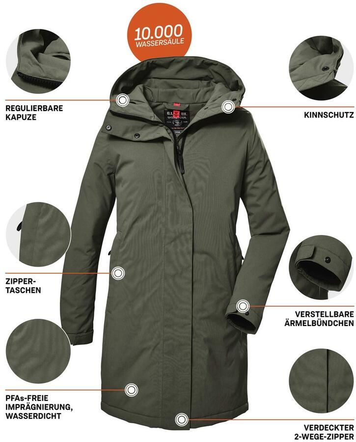 G.I.G.A. DX by killtec Parka GW 73 WMN PRK Waterdichte ademende damesparka PFAS-vrij geïmpregneerd