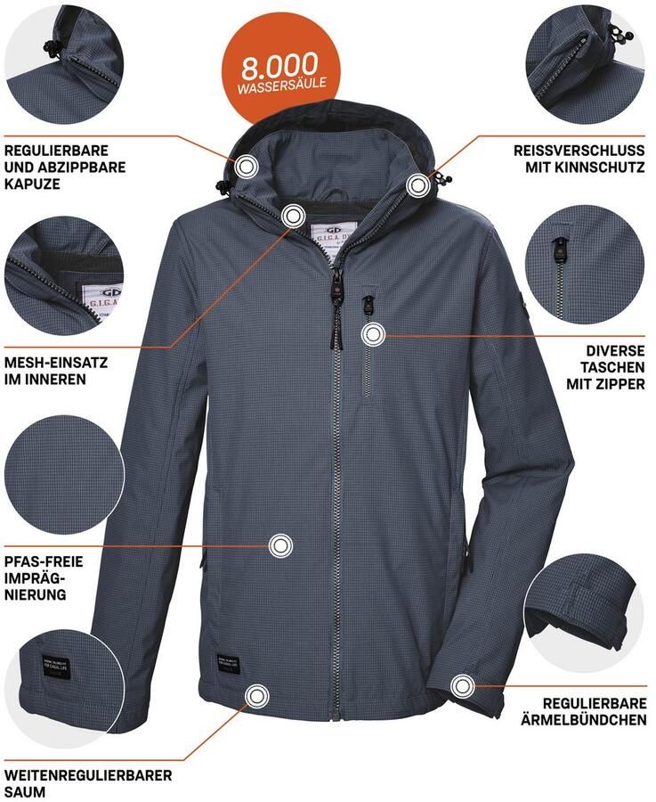 G.I.G.A. DX by killtec Softshell-jack GS 82 MN SFTSHLL JCKT Waterafstotende winddichte herenjack met afneembare capuchon