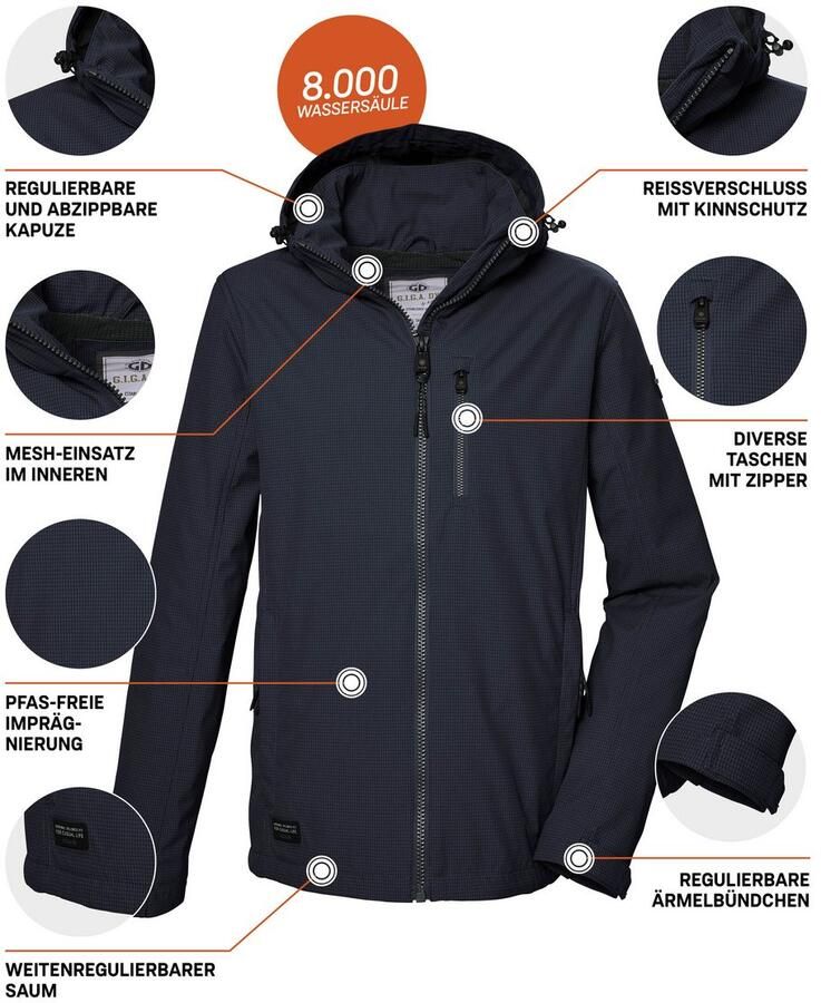 G.I.G.A. DX by killtec Softshell-jack GS 82 MN SFTSHLL JCKT Waterafstotende winddichte herenjack met afneembare capuchon