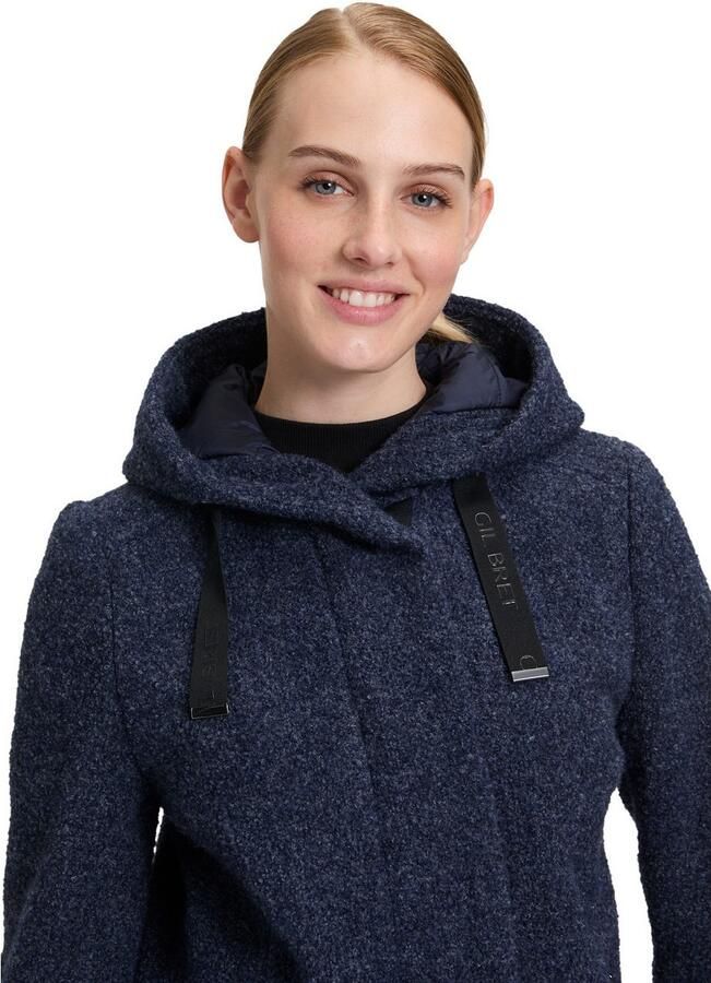 Gil Bret Lange jas met capuchon en blinde ritssluiting