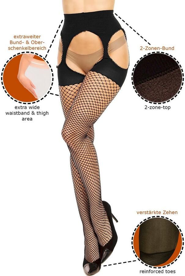 GLAMORY Netpantykousen Mesh Ouvert Plus Size Ouvert