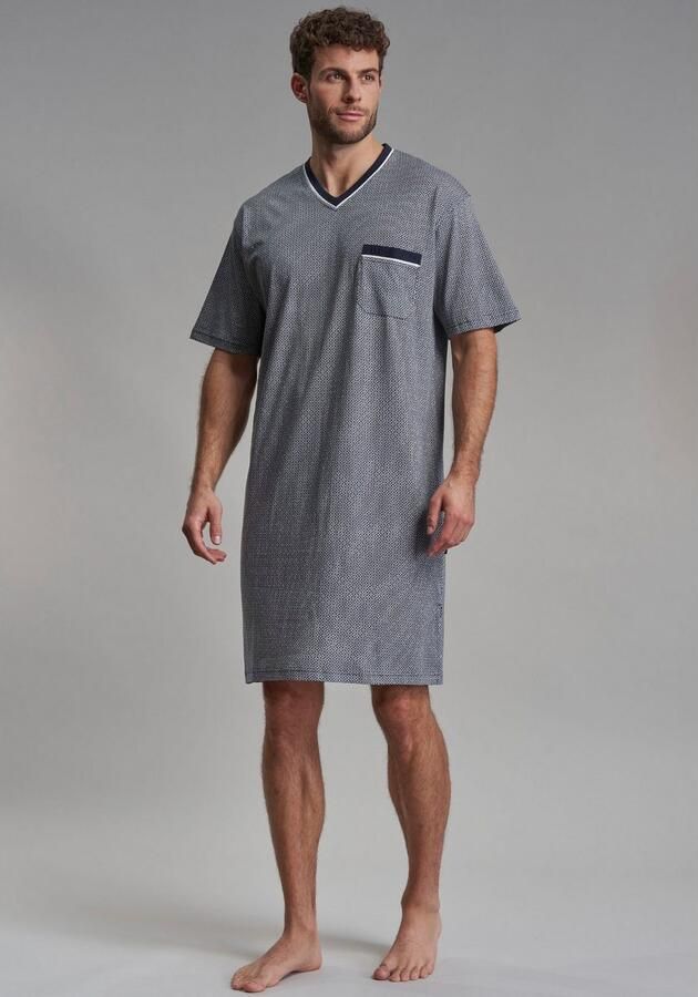 GÖTZBURG Nachthemd Brooklyn V-hals korte mouw borstzak met patroon katoen zacht - Foto 3