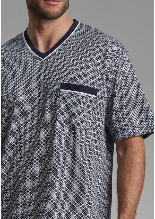 GÖTZBURG Nachthemd Brooklyn V-hals korte mouw borstzak met patroon katoen zacht