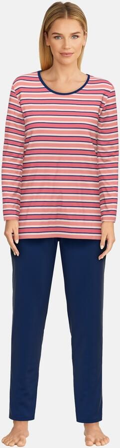 GÖTZBURG Pyjama Herfstbloem zacht strijkvrij lange mouw ronde halslijn gestreept katoenmix - Foto 6