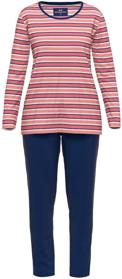 GÖTZBURG Pyjama Herfstbloem zacht strijkvrij lange mouw ronde halslijn gestreept katoenmix - Foto 3