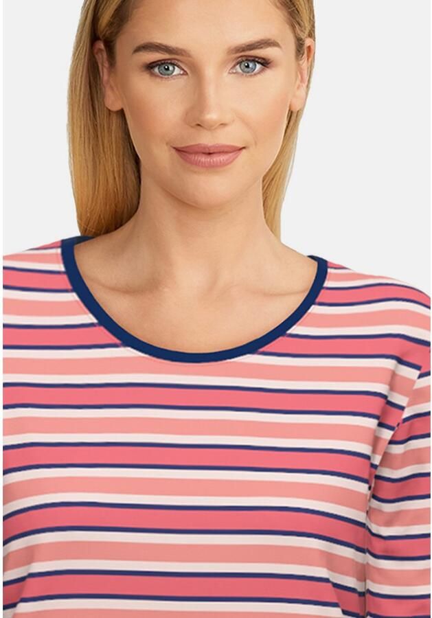 GÖTZBURG Pyjama Herfstbloem zacht strijkvrij lange mouw ronde halslijn gestreept katoenmix