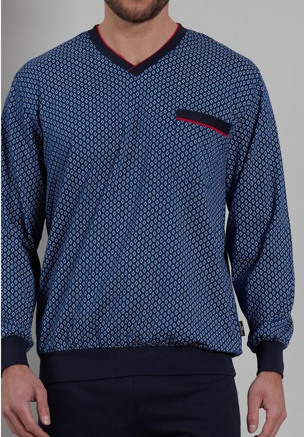 GÖTZBURG Pyjama Manhattan Lange mouw V-hals lange broek V-hals katoen (2-delig)