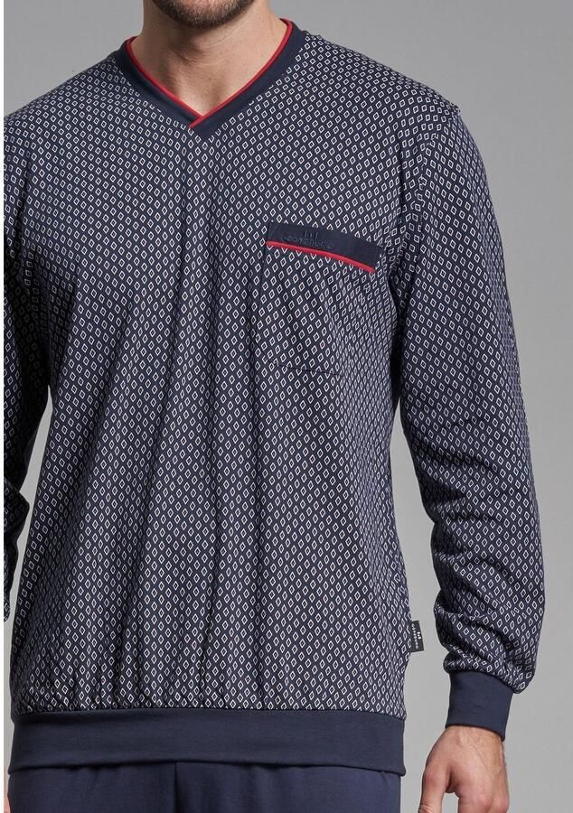 GÖTZBURG Pyjama hattan Lange mouw V-hals lange broek V-hals katoen (2-delig)