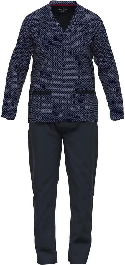 GÖTZBURG Pyjama hattan met kraag lange mouw v-hals lange broek katoen zacht (2-delig) - Foto 5