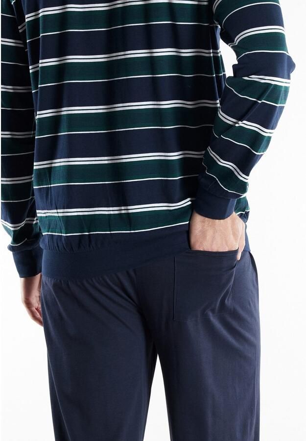 GÖTZBURG Pyjama VOLOS Lange mouw ronde hals lange broek katoenmix comfortabel (2-delig)