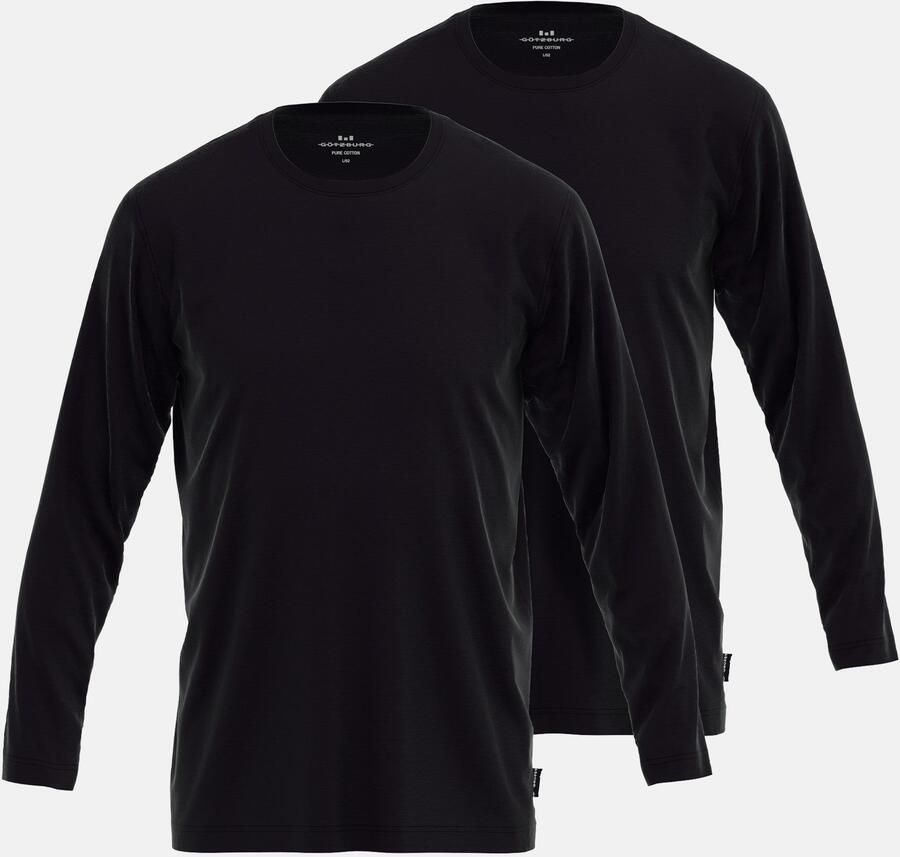 GÖTZBURG Shirt met lange mouwen California basic lange mouw comfortabel ronde hals los 100% katoen (Set van 2)
