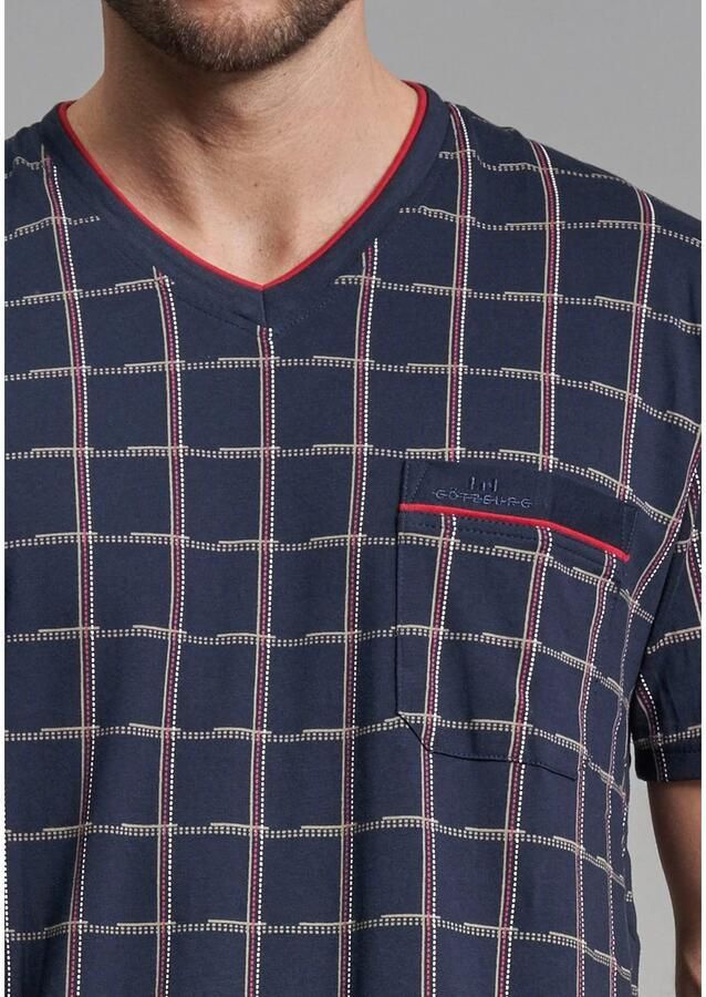 GÖTZBURG Shortama Bronx Korte mouw V-hals korte broek katoen met patroon (2-delig)