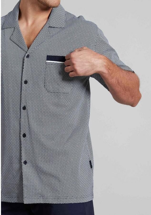 GÖTZBURG Shortama Brooklyn Korte mouw V-hals met kraag korte broek katoen zacht (2-delig)