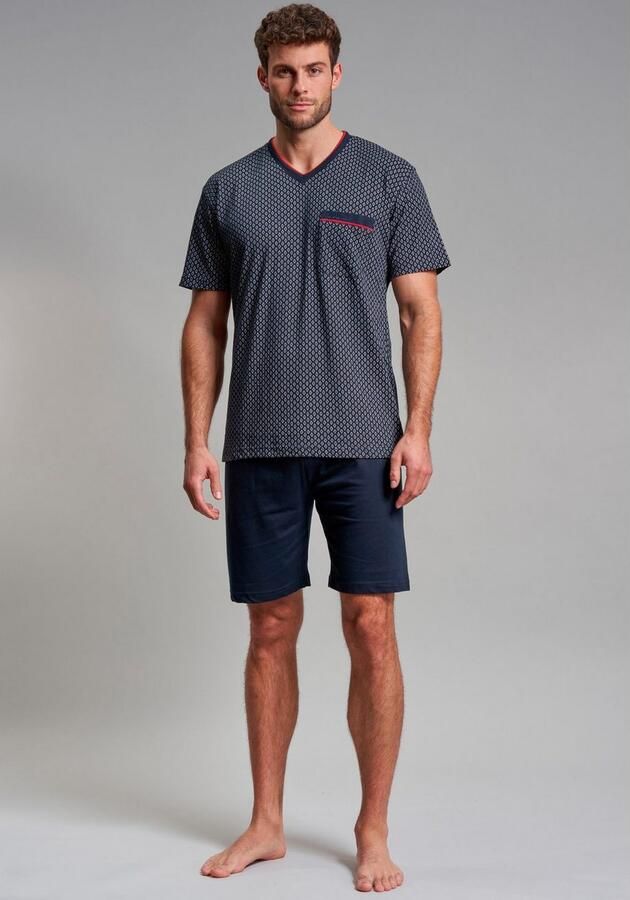 GÖTZBURG Shortama hattan Korte mouw V-hals korte broek katoen zacht (2-delig) - Foto 3